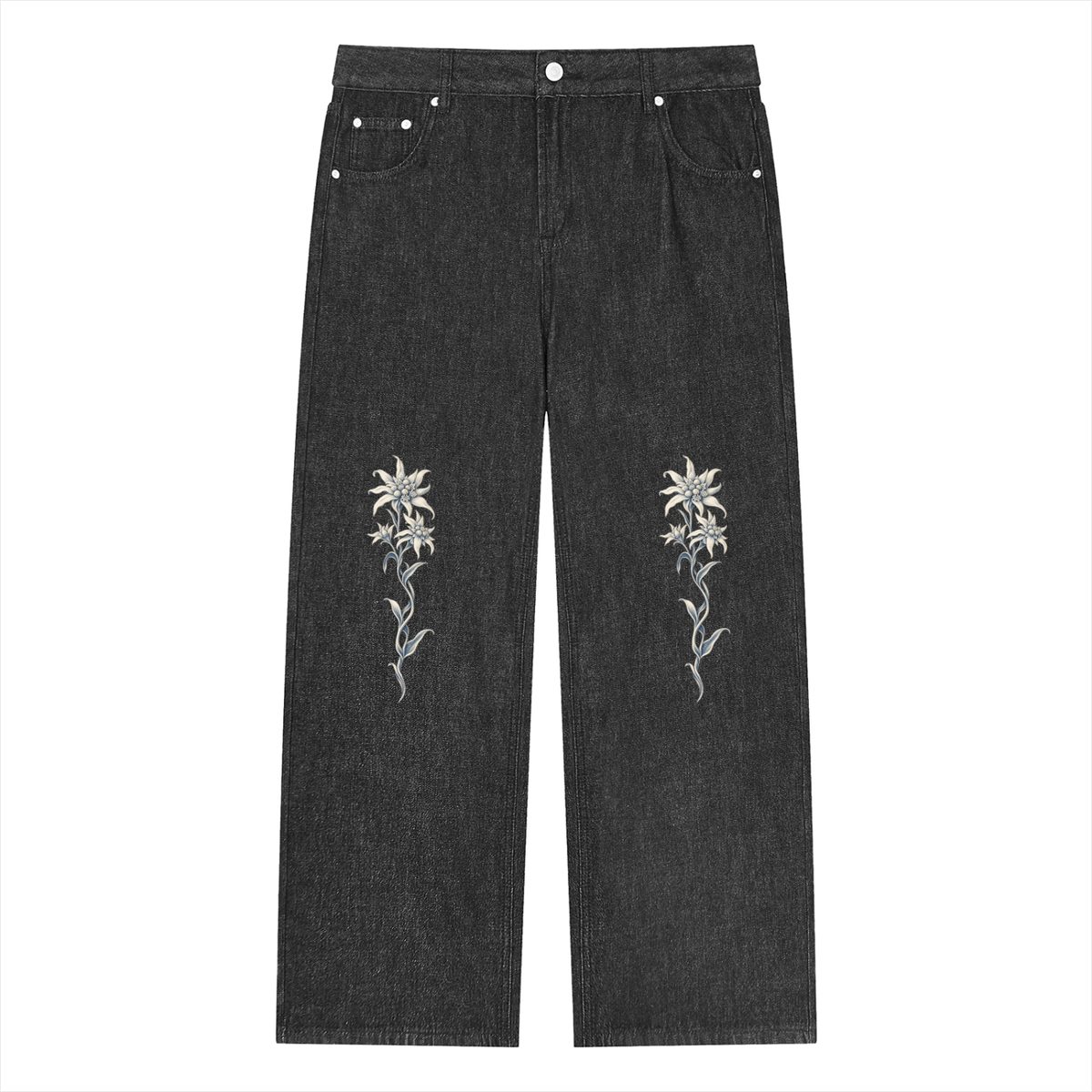 Unisex Vintage Wash Straight Leg Jeans