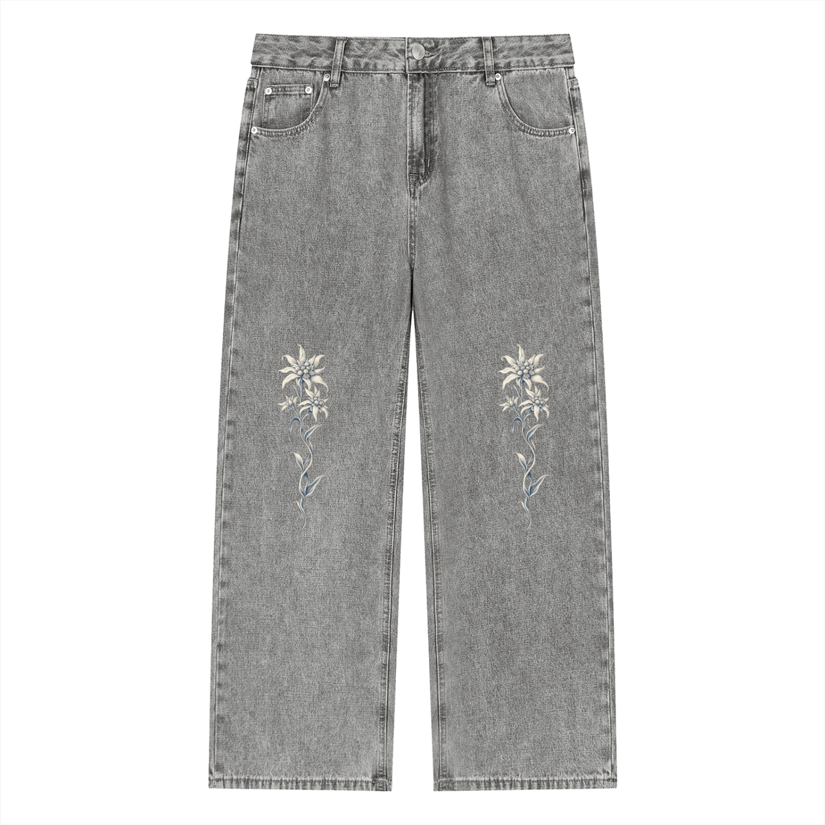 Unisex Vintage Wash Straight Leg Jeans